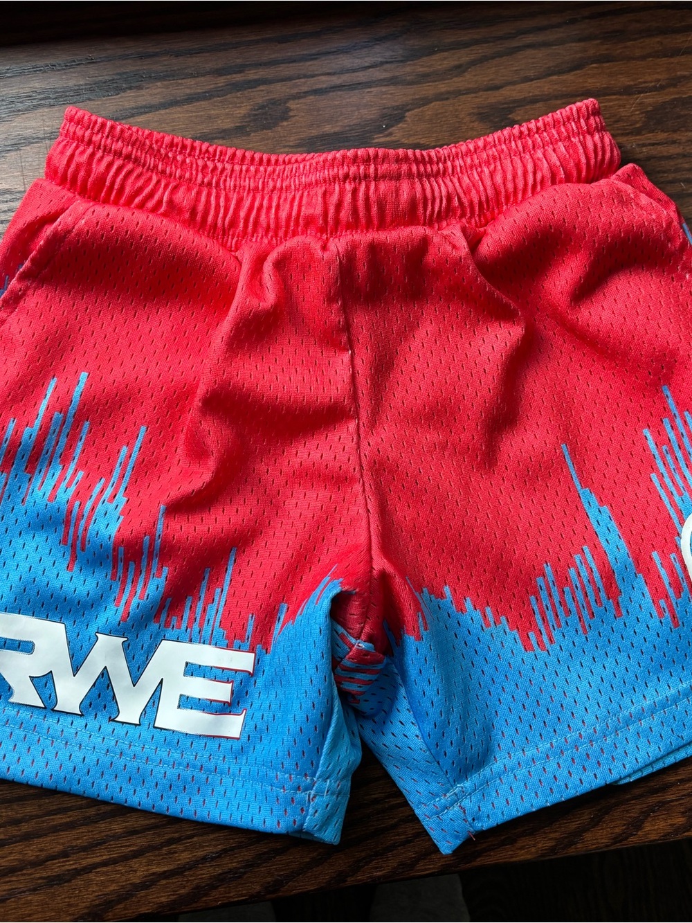 Overtime Kids Two-Tone Red and Blue Athletic Shorts YS